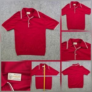 Vintage Ban-Lon Fairmont Polo Shirt Mens Large Red Nylon Knit 1960s 70s